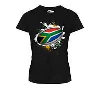 Candymix - South Africa Rugby Ball Splatter - Ladies Fitted T Shirt Top T-Shirt, Size Large, Colour Black