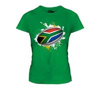 Candymix - South Africa Rugby Ball Splatter - Ladies Fitted T Shirt Top T-Shirt, Size Small, Colour Irish Green