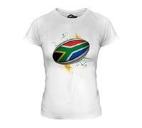 Candymix - South Africa Rugby Ball Splatter - Ladies Fitted T Shirt Top T-Shirt, Size Small, Colour White