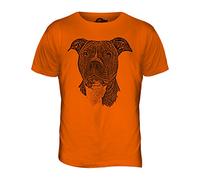Candymix - Staffordshire Terrier Dog Sketch - Mens T Shirt Top T-Shirt, Size 3X-Large, Colour Orange