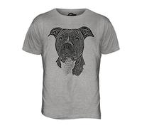 Candymix - Staffordshire Terrier Dog Sketch - Mens T Shirt Top T-Shirt, Size X-Large, Colour Grey Marl