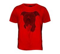 Candymix - Staffordshire Terrier Dog Sketch - Mens T Shirt Top T-Shirt, Size X-Large, Colour Red