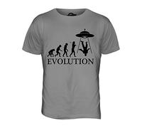 Candymix - UFO Invasion Evolution of Man - Mens T Shirt Top T-Shirt, Size Medium, Colour Light Grey