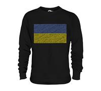 Candymix - Ukraine Scribble Flag - Unisex Sweatshirt Mens Ladies Sweater Jumper Top, Size Medium, Colour Black