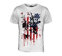 Candymix - USA Stars and Stripes Abstract Flag Print - Mens T Shirt Top T-Shirt, Size Medium, Colour White