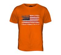 Candymix - USA Stars and Stripes Distressed Flag - Mens T Shirt Top T-Shirt, Size 3X-Large, Colour Orange