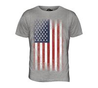 Candymix - USA Stars and Stripes Faded Flag - Mens T Shirt Top T-Shirt, Size Large, Colour Grey Marl