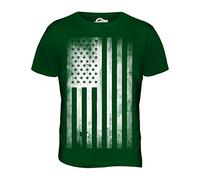 Candymix - USA Stars and Stripes Faded Flag Print - Mens T Shirt Top T-Shirt, Size X-Large, Colour Bottle Green