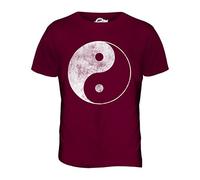 Candymix - Yin Yang Distressed Print - Mens T Shirt Top T-Shirt, Size Small, Colour Burgundy