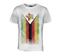 Candymix - Zimbabwe Faded Flag - Mens T Shirt Top T-Shirt, Size Large, Colour White