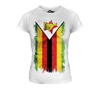 Candymix - Zimbabwe Grunge Flag - Ladies Fitted T Shirt Top T-Shirt, Size X-Large, Colour White
