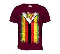 Candymix - Zimbabwe Grunge Flag - Mens T Shirt Top T-Shirt, Size Small, Colour Burgundy