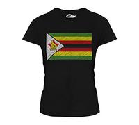 Candymix - Zimbabwe Scribble Flag - Ladies Fitted T Shirt Top T-Shirt, Size Large, Colour Black