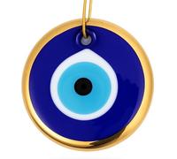 Candymosa 2.8" Turkish Evil Eye Decor Ornament Gold - Evil Eye Car Hanging - Evil Eye Wall Hanging in a Box - Home Protection Charm Evil Eye Wall Decor - Turkish Nazar Amulet