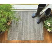 CandyStripe Washable Indoor Door Mat, Cotton Striped Design, Non-Slip Absorbent Dirt Trapper Rug for Entryway, Kitchen & Hallway Sage Green/Grey/Beige, 80 x 95 cm (2'7"x3'1") Vertical Stripe