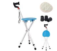 Cane Aluminum Alloy Foldable Non-Slip Crutch Chair, Three-Legged Stool, Portable Crutch with Stool, Elderly Non-Slip Stick, Walker for Elderly, Walking Trip