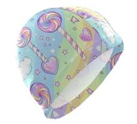 Cane Candy Cartoon Rainbow Stripes swimmers for ladies Short Hair waterproof swim caps for women swimming Hair Protection and Drag Reduction gorras para nadar de mujer