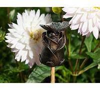 Cane Companions Butterfly On Rose Stake Topper - Handmade Flower Pot Garden Ornament - Outdoor Figurine