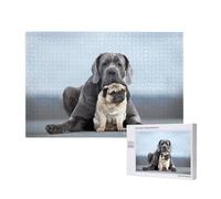 Cane Corso Dogs Pug Friendship Concepts,1000 Pieces Wooden Jigsaw Family Game Jigsaw Puzzles for Adults Teens Home Decor