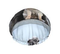 Cane Corso Dogs Pug Friendship Concepts,Shower Cap Nightcap Double Layer Waterproof Elastic Bath Cap Reusable Hair Cap