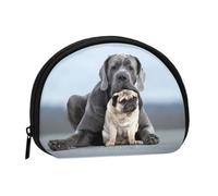 Cane Corso Dogs Pug Friendship ConceptsSmall Makeup Sanitary Napkin Storage Bag,Women's Cosmetic Coin Purse