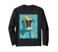Cane Corso in Sunglasses Cool Dog Swimming Summer Vibe Long Sleeve T-Shirt