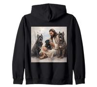 Cane Corso Italiano Puppy Jesus Christian Dog Zip Hoodie