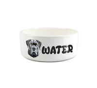 Cane Corso Pet Bowl - Cartoon Dog Portrait Large Ceramic Water Bowl - Novelty White Water Dish For Dogs