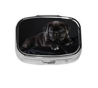 Cane Corso Pets Puppy Black Cane Corso,Meta Pill Box 2 Compartment Medicine Case,Portable Organizer,Rectangle Meta Portable Organizer Pill Box 1776 Compartment Medicine Case