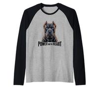 Cane Corso Portrait Power with Heart Raglan Baseball Tee