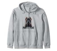 Cane Corso Portrait Power With Heart Zip Hoodie