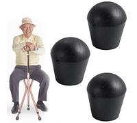 Cane Crutch Feet Tips Fit for Folding Cane Seat Pad Replacement Accessories, Extra Stability, Rubber, 3 Pcs (Fit 19mm Tube)