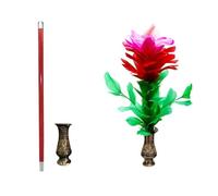 Cane to Flower (With Vase) Magic Tricks Metal Stick Vanishes and Feather Flower Appearing Magic Stage Illusions Gimmicks Mentalism Props(Single Flower)