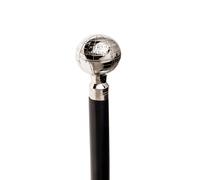 Cane walking stick pilgrims stock larp stock flanierstock globe earth silver
