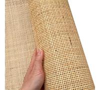 Cane Webbing Roll Square Woven Wicker Material,Natural Rattan Fabric Roll for Caning Projects，Open Mesh Cane Webbing Sheet for DIY Crafts Furniture Home Gardening Decor(32inx8.2ft)