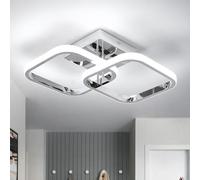 CANEOE Led Hallway Ceiling Light Fixtures, Square Modern Lamp, 6000K Chrome Finish Indoor Lighting Fixture for Living Room Bedroom Kitchen Bathroom Lights