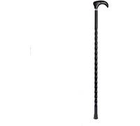Canes Cane, Elderly Crutches, Solid Wood Walking Stick, Anti Skid Walker, Fine Carving Aluminum Ring Inlay 92cm Long Can Be Truncated As Needed Black
