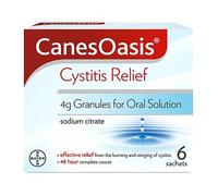 CanesOasis Cystitis Relief | Granules for Oral Solution to Relieve & Treat the Burning & Stinging of Cystitis | 48hr Complete Course | Cranberry Flavour | 6 Count (Pack of 1)