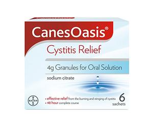 CanesOasis Cystitis Relief | Granules for Oral Solution to Relieve & Treat the Burning & Stinging of Cystitis | 48hr Complete Course | Cranberry Flavour | 6 Count (Pack of 1)