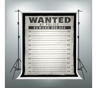 Canessioa Mugshot Backdrop 5x7ft Murder Myster Backdrop for Trash Party | Thcker Vinyl Crime Scene Backdrop with Wanted by Police Reward Amount for murder mystery photo shoot Party Decor&Phoot Booth