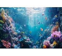 Canessioa Under The Sea Decorations Backdrop 10x8 ft Ocean Backdrop Life-Like Coral Reefs, Tropical Fish and Sunlight Aquarium Background for Kids Birthday Party Cake Table Decor Photography