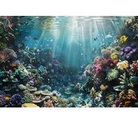 Canessioa Under The Sea Decorations Backdrop 10x8 ft Ocean Backdrop Life-Like Coral Reefs, Tropical Fish and Sunlight Aquarium Background for Kids Birthday Party Cake Table Decor Photography