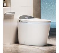 CANEST Smart Toilet with Bidet Built in, Smart Bidet Toilet with Heated Seat, Foot Sensor, Rear Wash, Warm Water and Dryer, Remote Control, LED Display, Night Light, Auto Deodorization (TC-300BK)