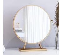 CANEVE Table Mirror,Countertop Mirror,Tabletop Vanity Mirror,Round Mirror Makeup Mirror,Bathroom Dormitory Vanity Mirror,Shaving Vanity Mirror With Stand Hd Mirror Freestanding(Color:Champagne gold)