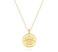 CANEVINKA 18K Gold Plate Compass Pendant Necklace for Women Dainty Sunflower Coin Necklaces for Girl Personalized Chain Layered Jewelry 18”/20”, Gold Plated, Sandstone