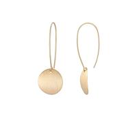 CANEVINKA Circle Disc Dangle Drop Earrings Long Hoops Geometric Brushed Gold Round Curved 18K Gold Filled Everyday Jewelry for Women