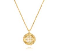 CANEVINKA compass pendant necklace 18k gold plated for women dainty sunflower necklace for girl necklace personalized chain layered jewelry 18/20, Gold Plated, Zircon