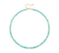 CANEVINKA Genuine Turquoise Choker for Women Bohemian Gemstone Beaded Necklace Minimalist 18K Gold Round Ball Beads Station Necklace Summer Beach Layering Jewelry 15”