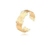 CANEVINKA Wide Open Cuff Bracelet for Women Boho 18K Gold Irregular Twist Grooved Wrist Cuff Bracelet