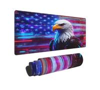 CANFLASHION American Flag Mouse Pad,Office Desk Mat 31.5"×11.8",Large Gaming Mouse Pad with Bald Eagle Design, XL Extended Waterproof Desk Pad for Computer with Non-Slip Rubber Base，300 * 800 * 3mm